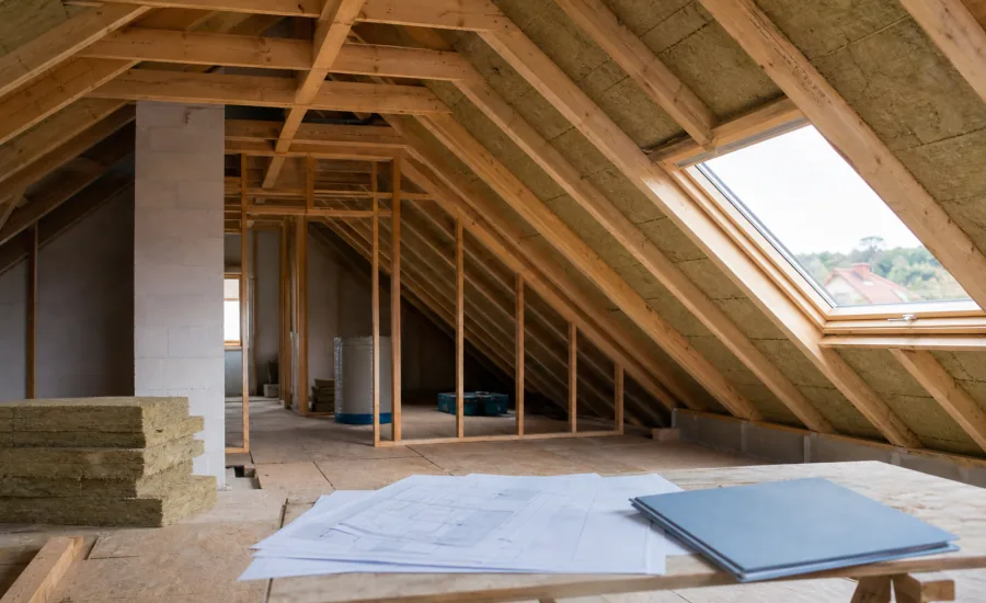 Dachausbau mit Zwischensparrendämmung, Dachfenster und Bauplänen als Beispiel für die BAFA-Förderung