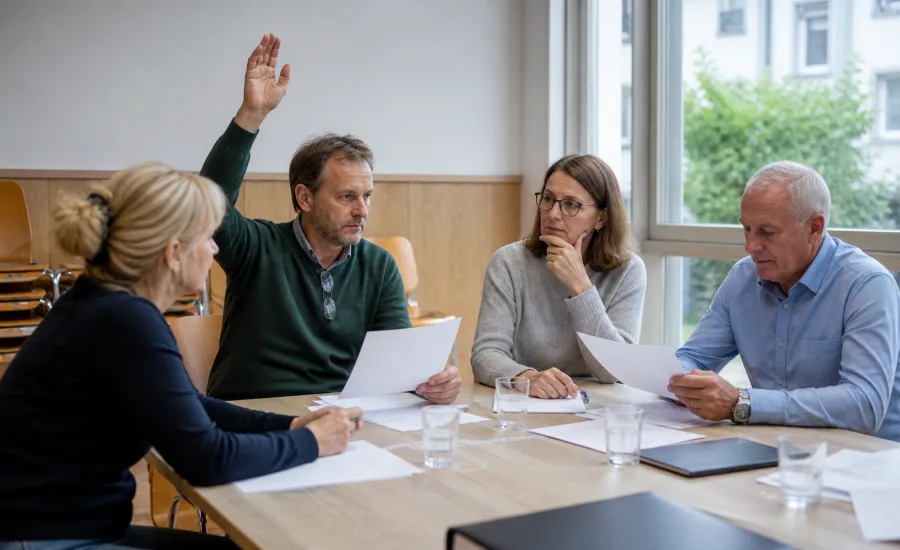 Eigentümer stimmen mit erhobener Hand in der Eigentümerversammlung ab – Beschluss anfechten