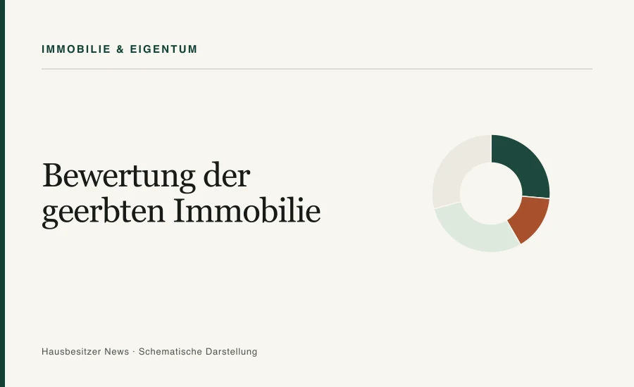 Redaktionsgrafik mit dem Titel »Bewertung der geerbten Immobilie« und einem segmentierten Ringdiagramm