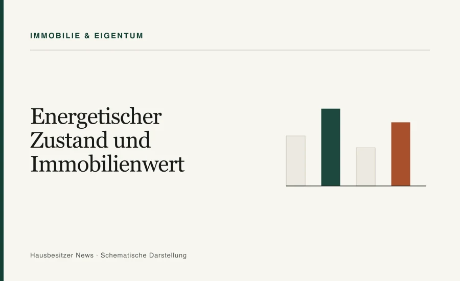 Redaktionsgrafik mit dem Titel »Energetischer Zustand und Immobilienwert« und vier Vergleichsbalken