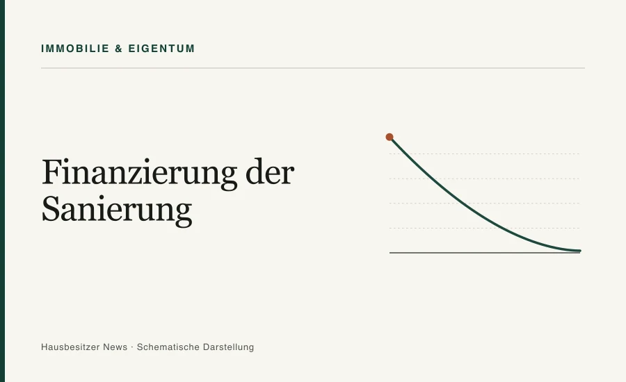 Redaktionsgrafik mit dem Titel »Finanzierung der Sanierung« und einer abfallenden Kurve
