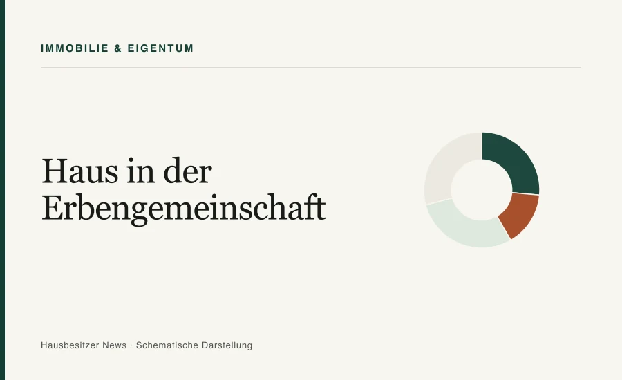Redaktionsgrafik mit dem Titel »Haus in der Erbengemeinschaft« und einem segmentierten Ringdiagramm