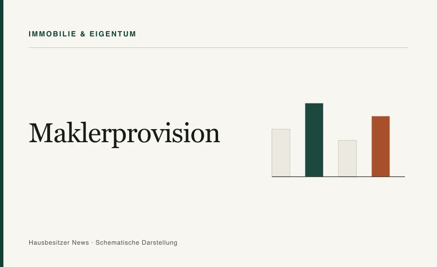Redaktionsgrafik mit dem Titel »Maklerprovision« und vier Vergleichsbalken