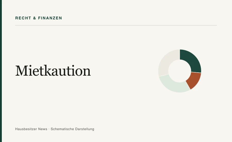 Redaktionsgrafik mit dem Titel »Mietkaution« und einem segmentierten Ringdiagramm