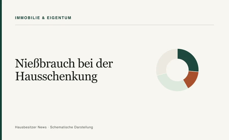 Redaktionsgrafik mit dem Titel »Nießbrauch bei der Hausschenkung« und einem segmentierten Ringdiagramm