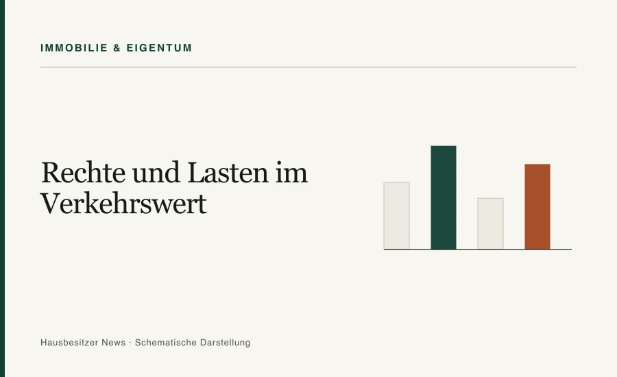 Redaktionsgrafik mit dem Titel »Rechte und Lasten im Verkehrswert« und vier Vergleichsbalken