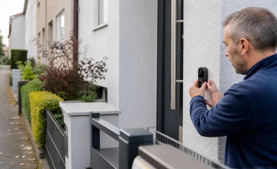 Eigentümer richtet eine Videotürklingel am Hauseingang aus – Datenschutz beim Erfassungsbereich